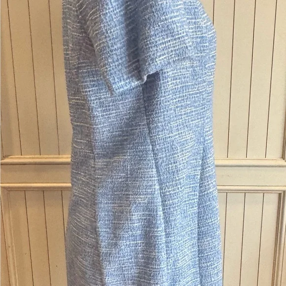 Calvin Klein tweed short sleeve sheath dress. Light blue size 16. Worn once. - Picture 2 of 10